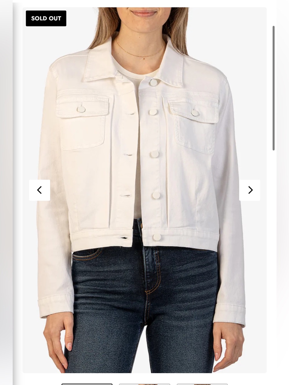 Kut from the Kloth Ada Crop Jacket White Stretch Denim Jacket Size L - Picture 1 of 7